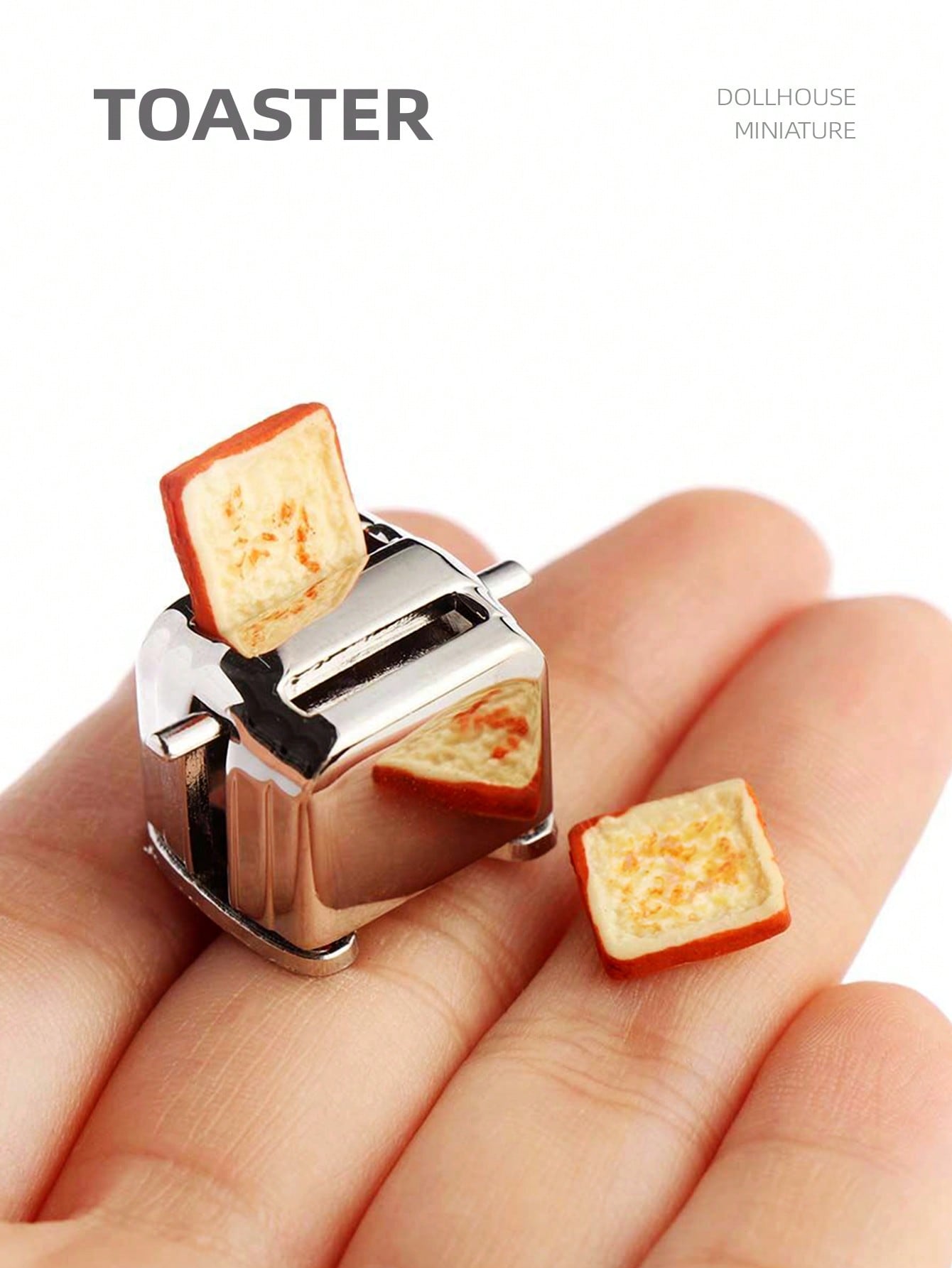 Miniature Baking Kitchen - 1:12 ドールハウスミニチュアトースター、家の装飾用ミニシミュレーションキッチン家電アクセサリー、パン2枚付き