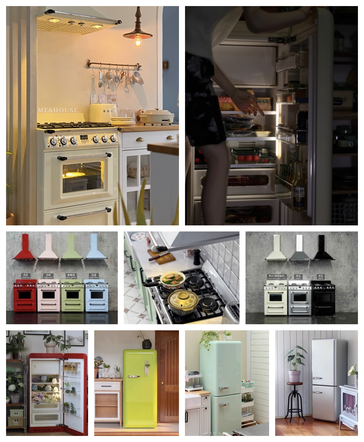 Miniature Baking Kitchen - 1/6 モダンなミニチュアキッチン家具ブライス/BJD ミニ冷蔵庫ドアレンジフードドールハウス家電 DIY 人形アクセサリー