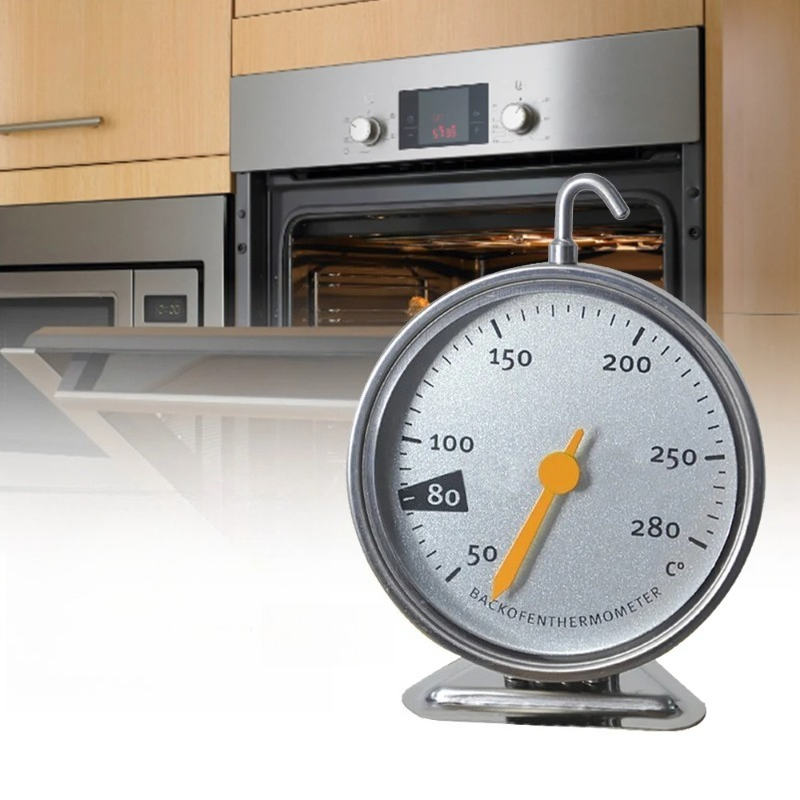 Oven Thermometer Analog - ステンレス製オーブン温度計 大型ダイヤル 50-280℃ ℃ 家庭用ベーキングBBQ調理肉食品温度測定スタンド