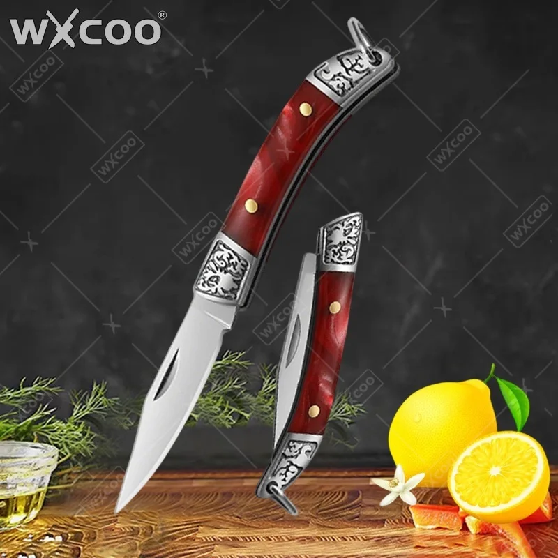 Miniature Baking Kitchen - WXCOO 家庭用ミニナイフ ステンレス鋼製折りたたみポケットナイフ 滑り止めハンドル付き キッチンアクセサリー フルーツ皮むきナイフ