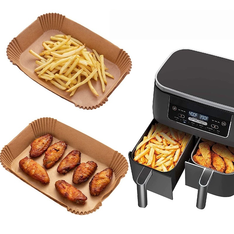 Kitchen Baking Paper - 使い捨てエアフライヤー紙ノンスティックキッチンベーキングマット耐油性電子レンジバーベキューパッドライナーエアフライヤー用簡単クリーニングアクセサリー