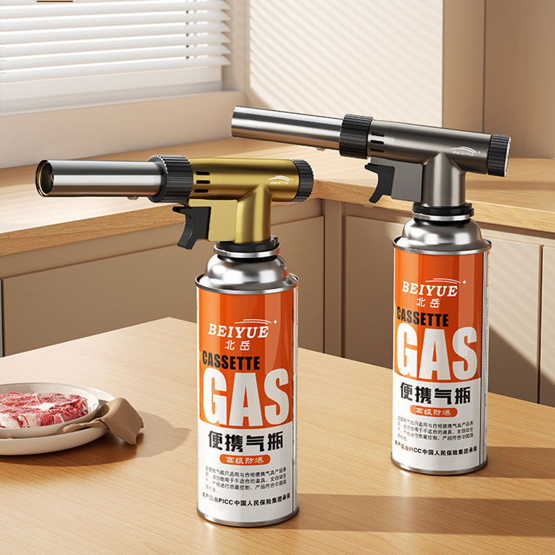 Kitchen Baking Torch - フルメタルキッチン ブタンガスバーナー 360 ° 反転式詰め替え可能ガスブローアップトーチ、調整可能な炎、防爆仕様、バーベキュー、ベーキング用