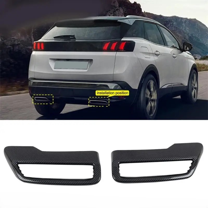 Decorating Tip Set - 車のリア排気マフラーエンドチップパイプステッカーカバー装飾トリムアクセサリー 2 ピース/セットプジョー 3008 II 5008