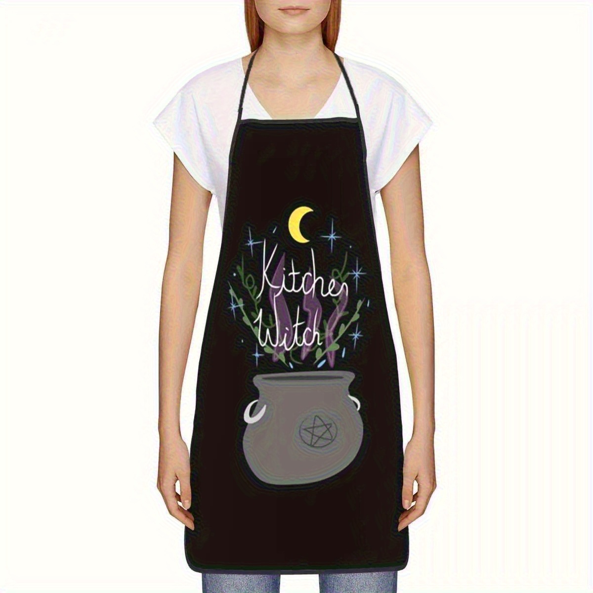 魔女のキッチンエプロン1枚、釜付き、月と星のデザイン、ウィッ - Kitchen Witch Baking のレビューと価格