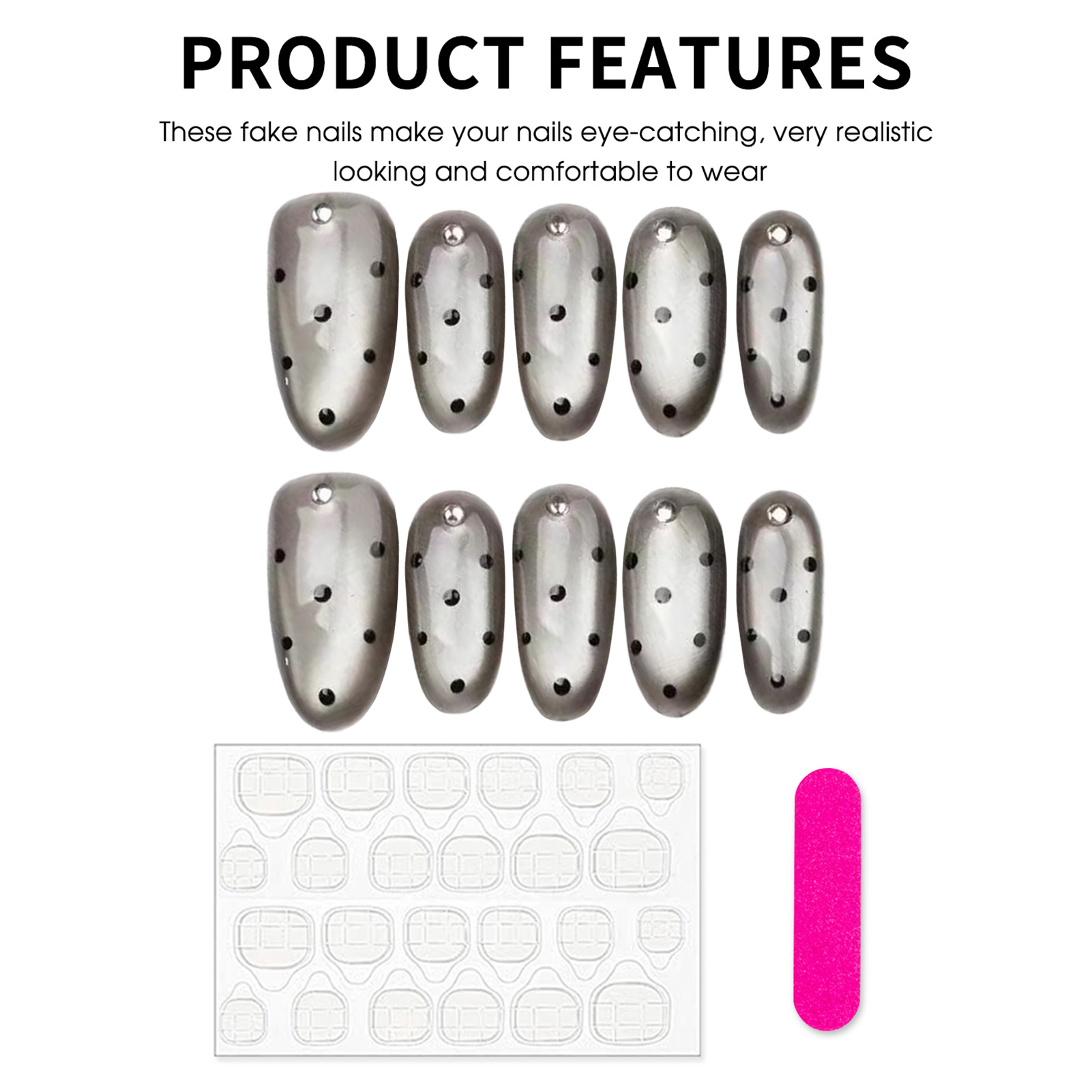 10個入り ハンドメイド つけ爪 ブラック ポルカドット キ - Decorating Tip Set のレビューと価格
