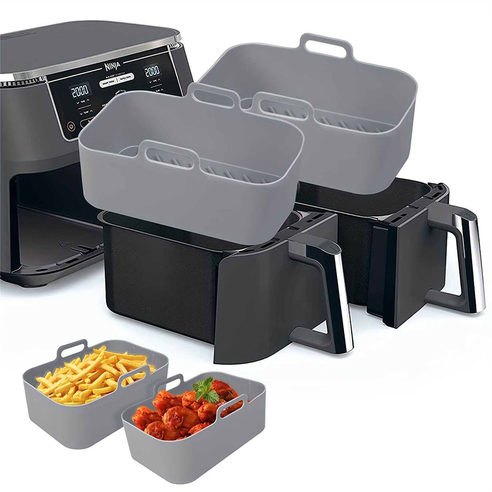 1/2 個エアフライヤーシリコントレイ再利用可能な忍者デュア - Kitchen Baking Pan のレビューと価格