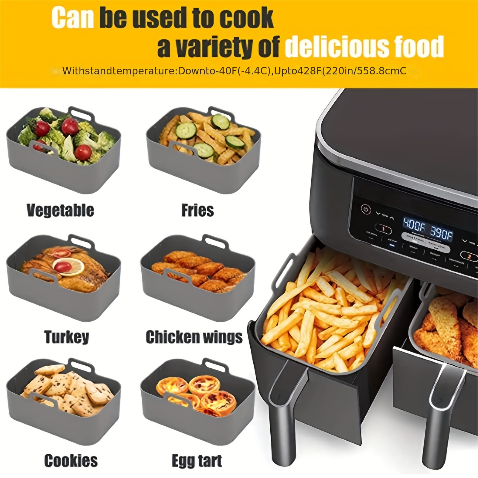 1/2 個エアフライヤーシリコントレイ再利用可能な忍者デュア - Kitchen Baking Pan のレビューと価格