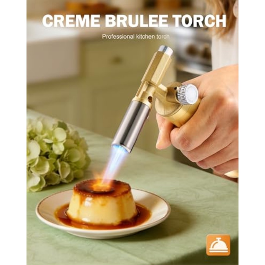 銅製ブタンガスバーナー、調整可能な炎付き詰め替え式キッチンバ - Kitchen Baking Torch のレビューと価格