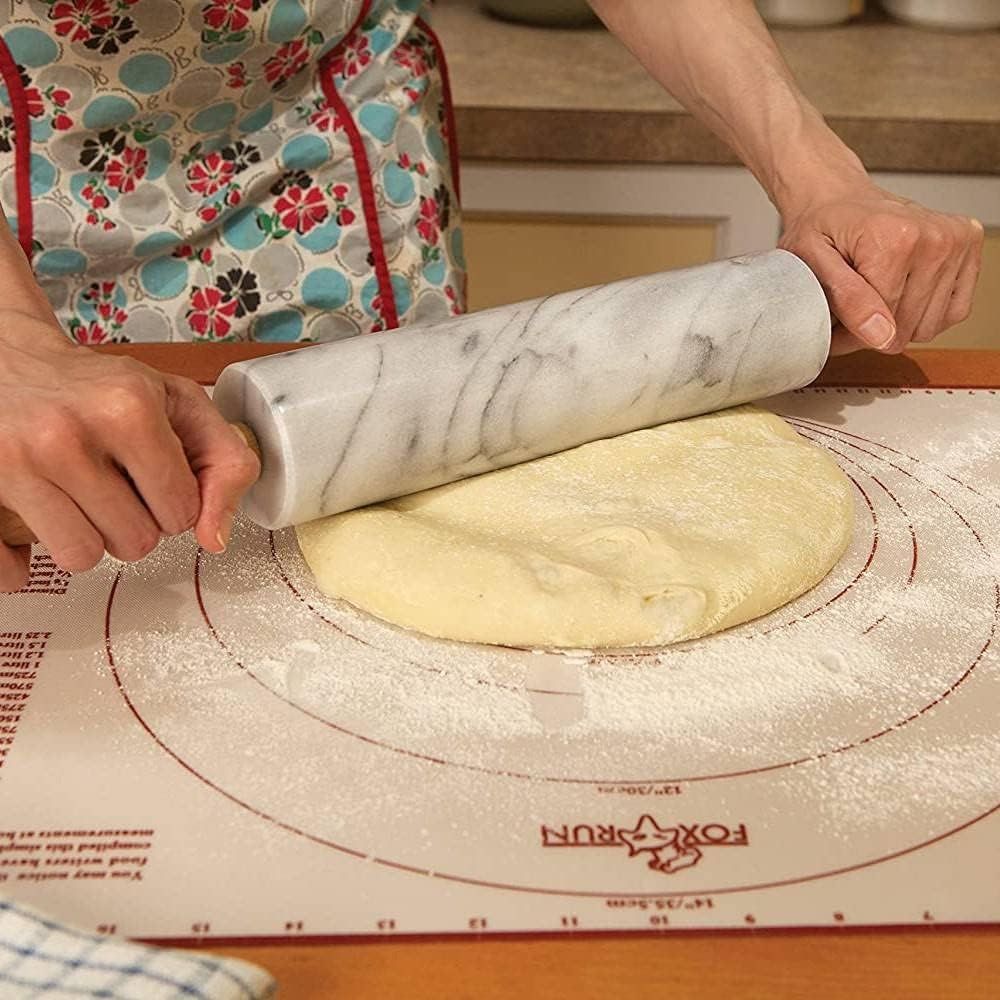 10インチの白い大理石製ローリングピン（木製ホルダー付き） - Rolling Pin Marble のレビューと価格