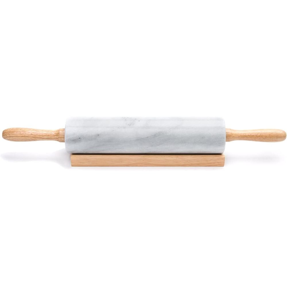 10インチの白い大理石製ローリングピン（木製ホルダー付き） - Rolling Pin Marble のレビューと価格