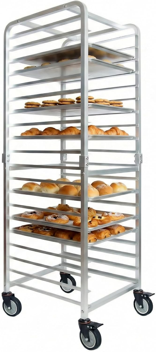 業務用20段ステンレス製シートパンラック（車輪付き）、移動式 - Kitchen Baking Pan のレビューと価格