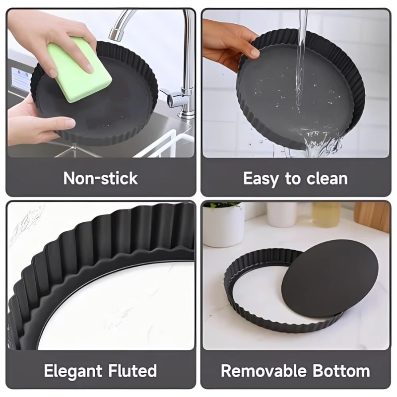 1個入り 取り外し可能な底面溝付きタルトパン ノンスティック - Kitchen Baking Pan のレビューと価格